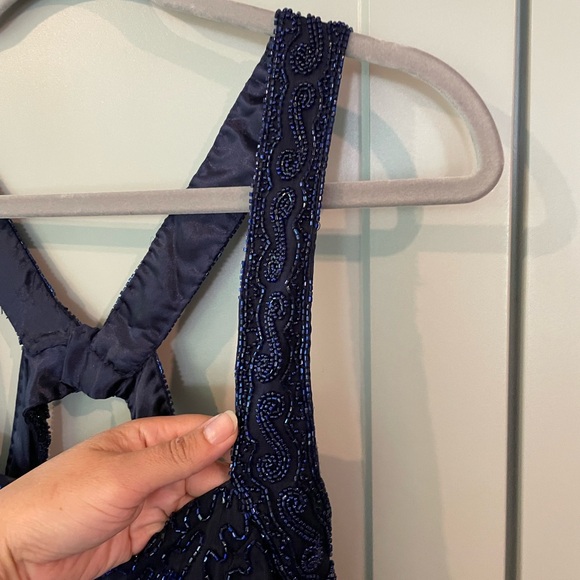 Scala navy blue beaded formal gown - Picture 15 of 16